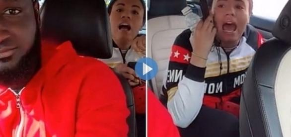 Na foto é possível ver a mulher descontrolada dentro do Uber. (Reprodução/Youtube/Arquivo Pessoal).