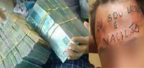 Ladrão que teve testa tatuada arrecada dinheiro (Foto: Reprodução/ Montagem)